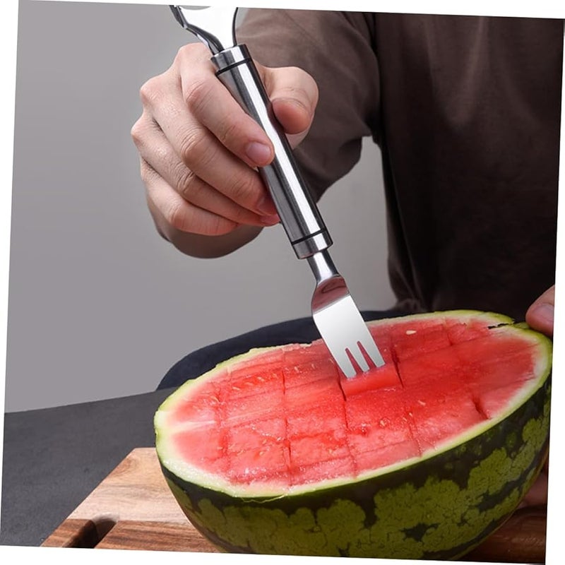 Multifunctional Watermelon Slicer Tool 2 Pcs Fruit Knife and Fork Set Easy Serving Kitchen Gadget - Image 2